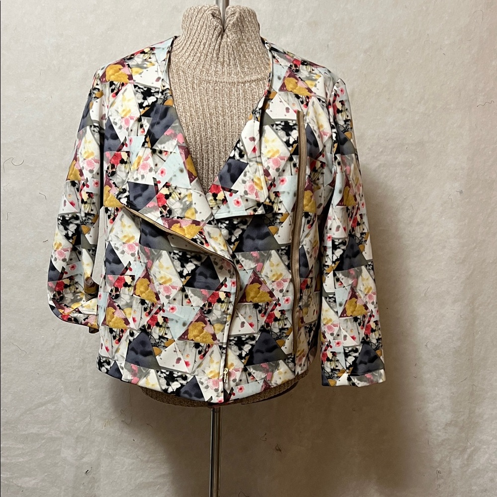 Floral Geometric Women's Biker Style Jacket